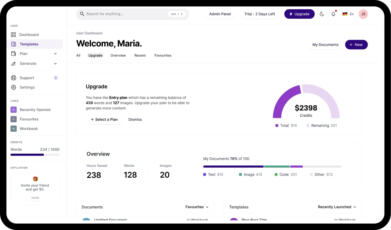 IslupAI Dashboard Mockup